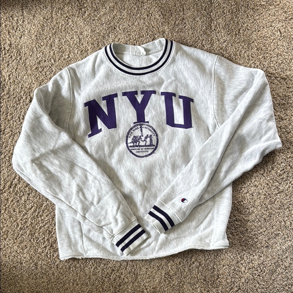 Champion NYU Gray Sweatshirt